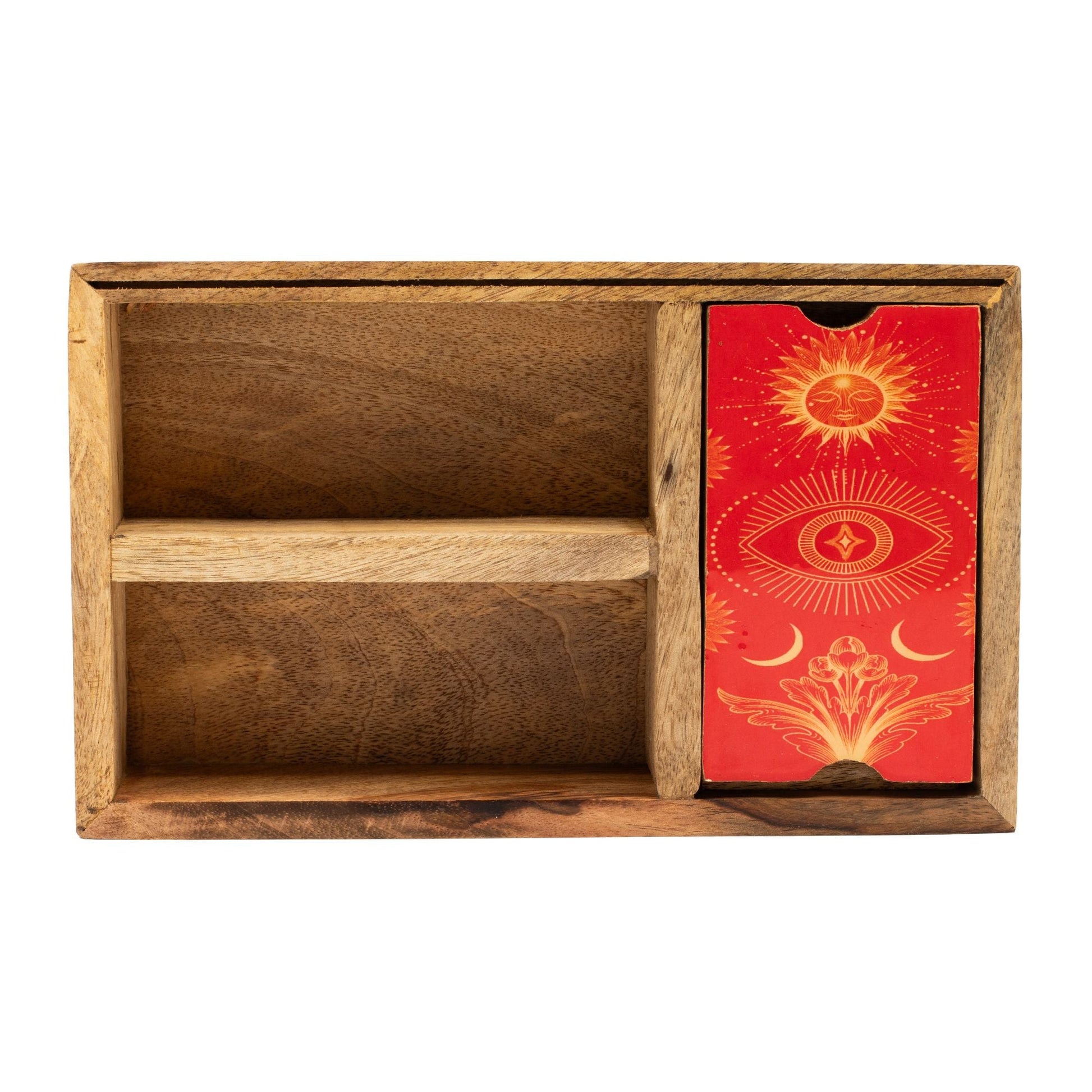 Three Section Tarot Box with Card Holder - Luna Temple