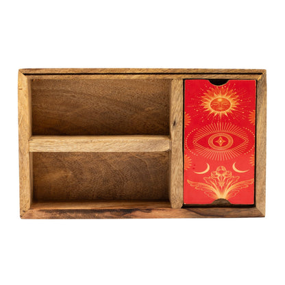 Three Section Tarot Box with Card Holder - Luna Temple