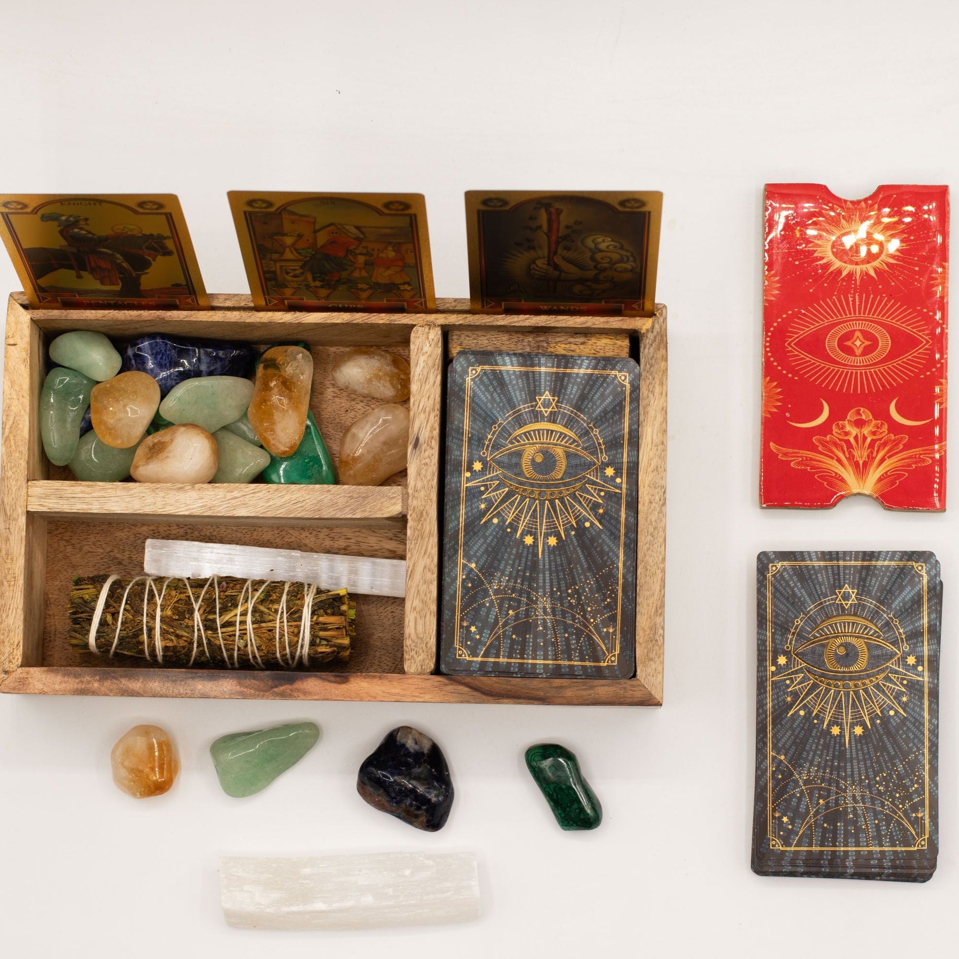 Three Section Tarot Box with Card Holder - Luna Temple