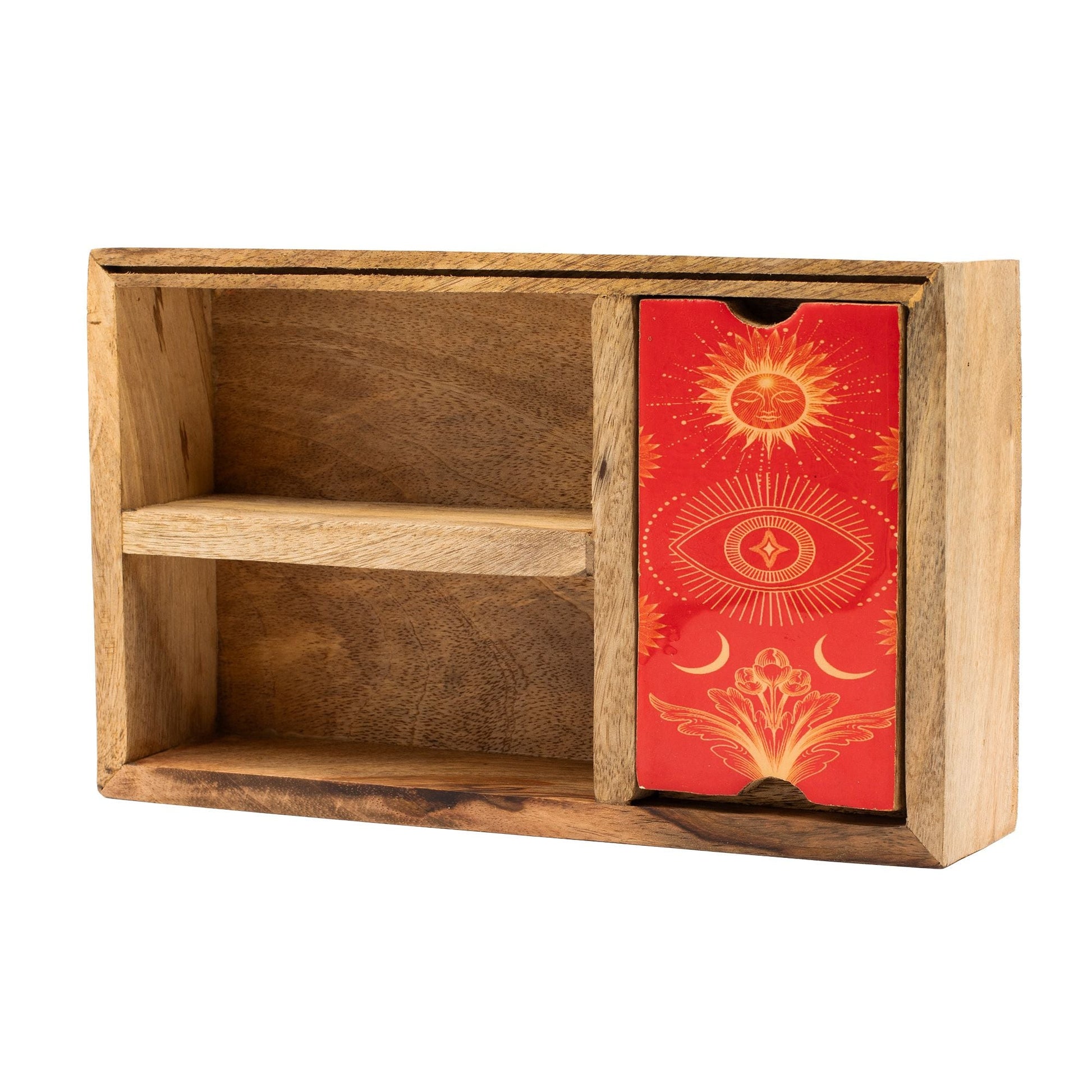 Three Section Tarot Box with Card Holder - Luna Temple