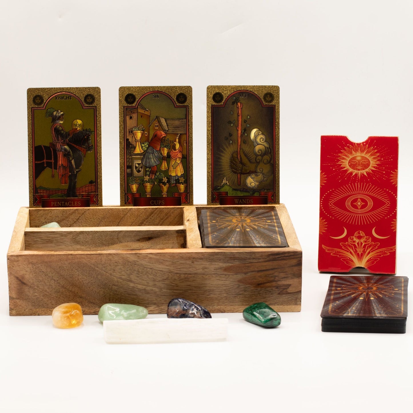 Three Section Tarot Box with Card Holder - Luna Temple