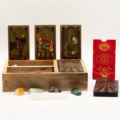 Three Section Tarot Box with Card Holder - Luna Temple