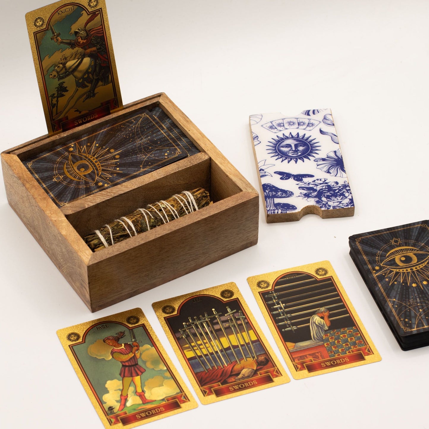 Two Section Tarot Box with Card Holder - Luna Temple