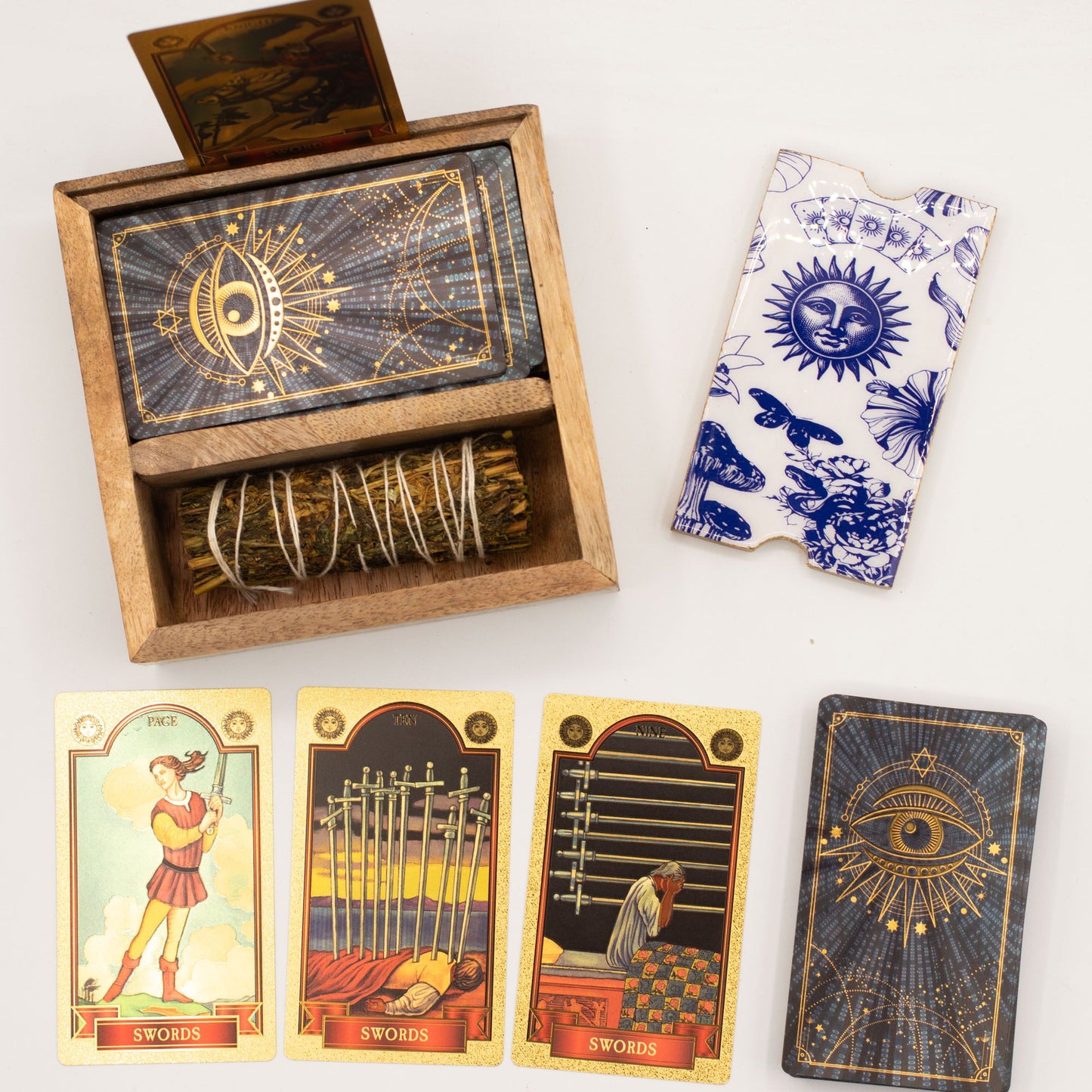 Two Section Tarot Box with Card Holder - Luna Temple