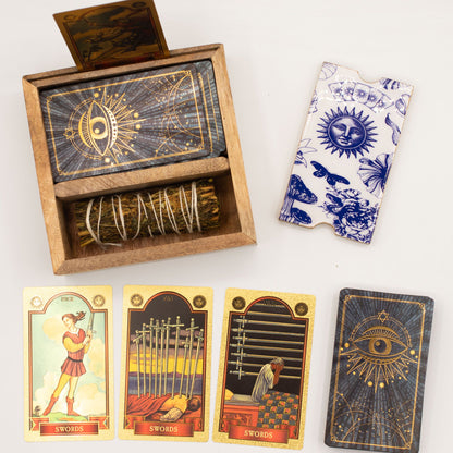 Two Section Tarot Box with Card Holder - Luna Temple