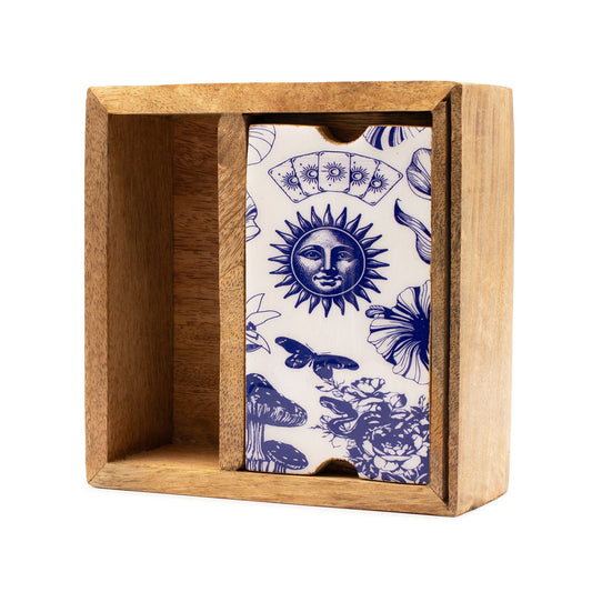 Two Section Tarot Box with Card Holder - Luna Temple
