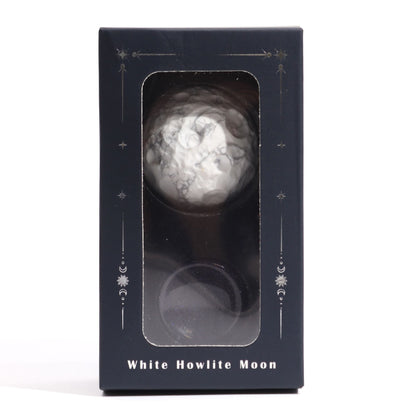White Howlite Planet on a Sola Goldstone Stand (MOON) - Luna Temple