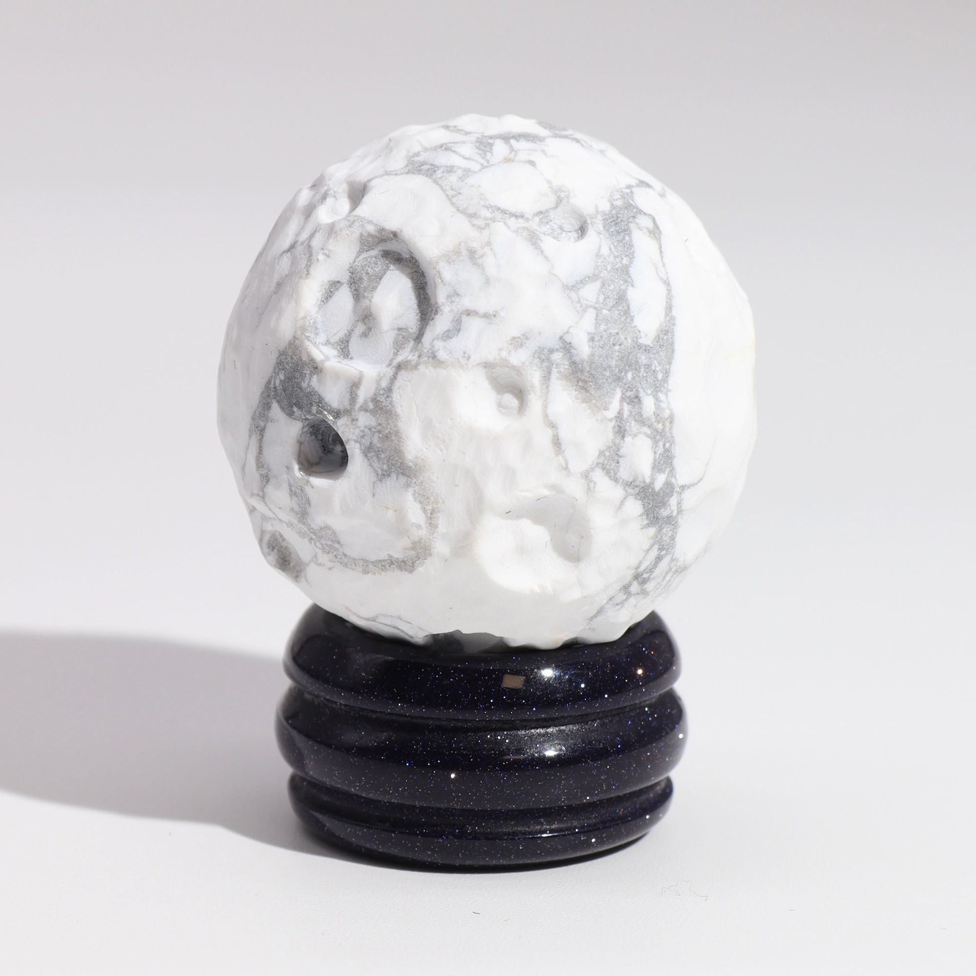 White Howlite Planet on a Sola Goldstone Stand (MOON) - Luna Temple