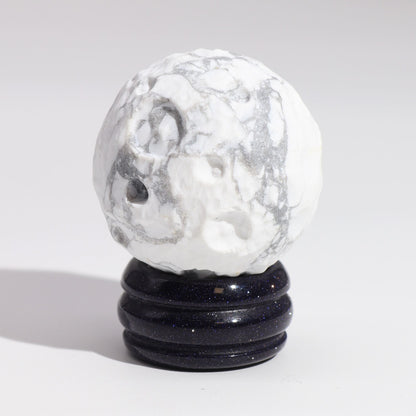 White Howlite Planet on a Sola Goldstone Stand (MOON) - Luna Temple