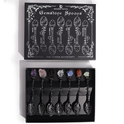 Witch Spoons Set – Dark Silver Gemstone - Luna Temple