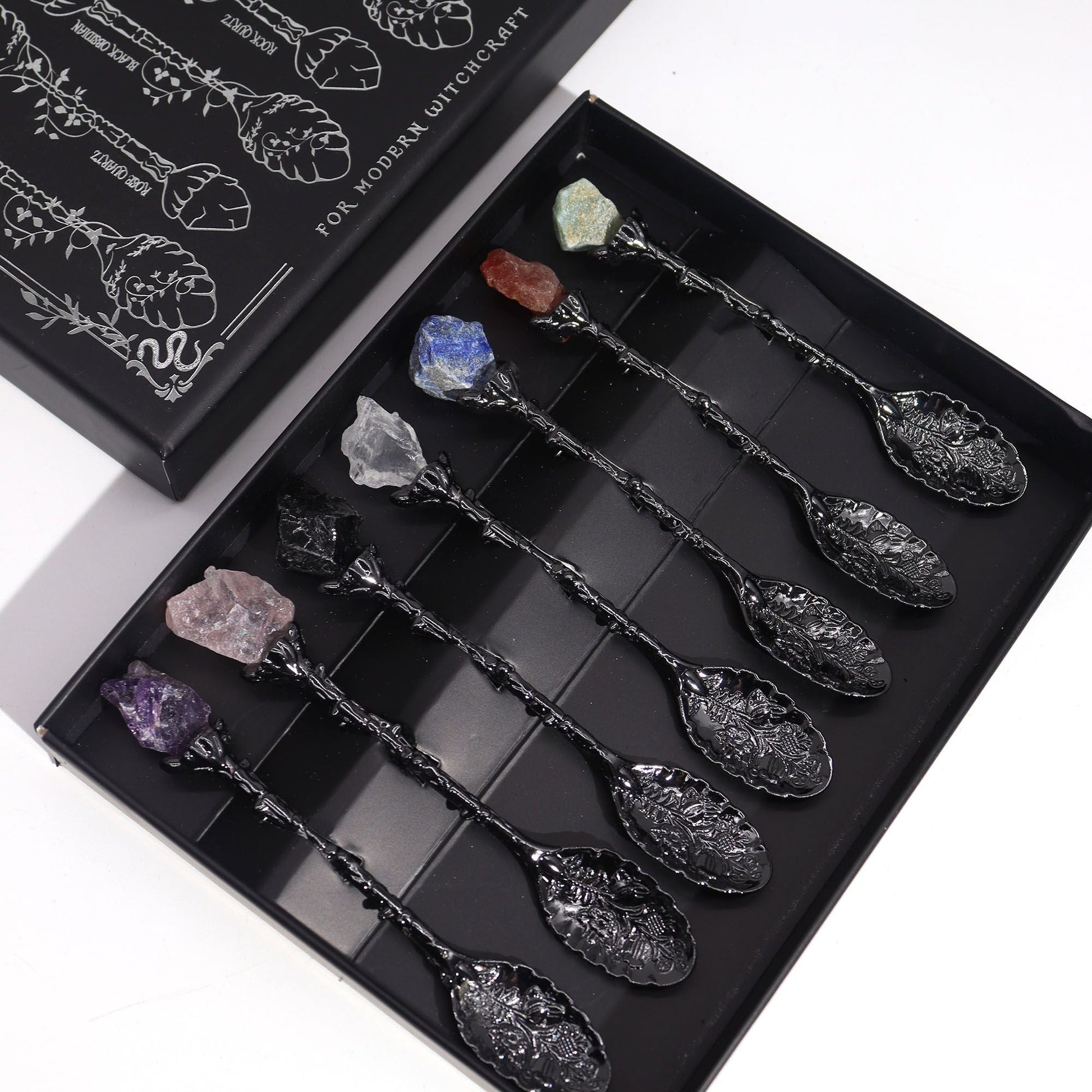 Witch Spoons Set – Dark Silver Gemstone - Luna Temple