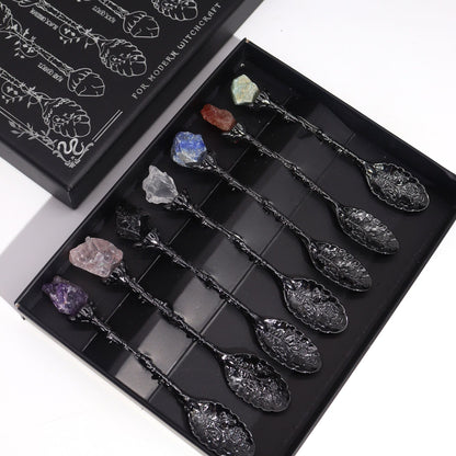 Witch Spoons Set – Dark Silver Gemstone - Luna Temple