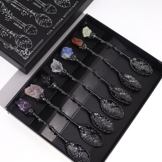 Witch Spoons Set – Dark Silver Gemstone - Luna Temple