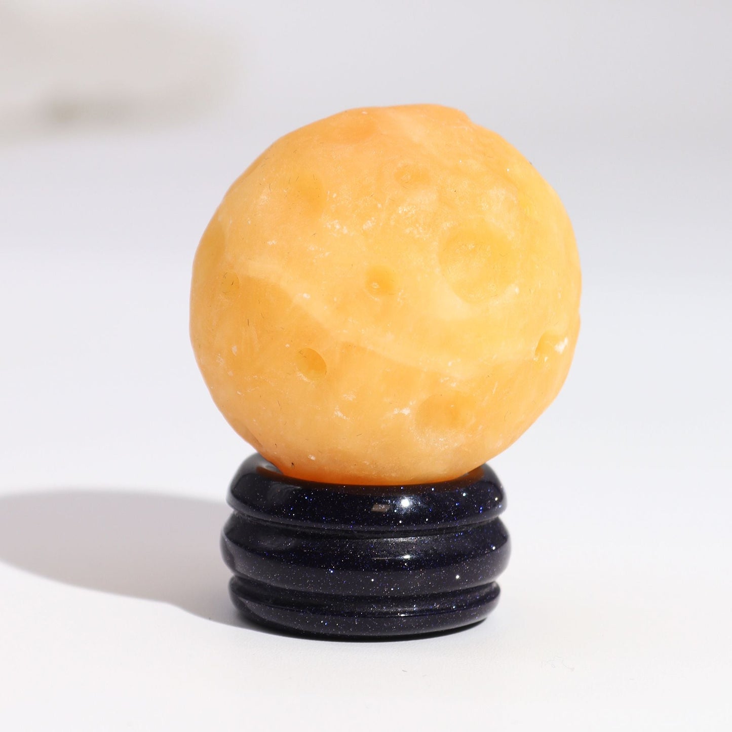 Yellow Jade Planet on a Sola Goldstone Stand (SATURN) - Luna Temple